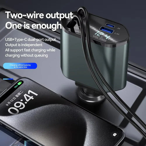 4-In-1 Retractable Auto Charger
